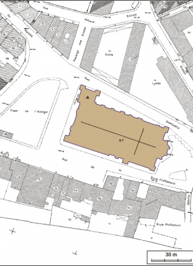 Plan-masse et de situation Extrait du plan cadastral, 1980, section AR, réduit au 1:1000. © Région Bourgogne-Franche-Comté, Inventaire du patrimoine