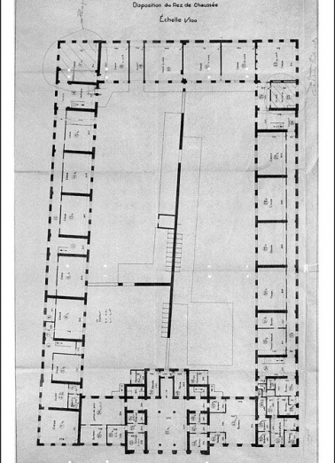 Hôtel de ville de Morez. Disposition du rez-de-chaussée, 2e quart 20e siècle. © Région Bourgogne-Franche-Comté, Inventaire du patrimoine Hôtel de ville de Morez. Disposition du rez-de-chaussée, 2e quart 20e siècle. © Région Bourgogne-Franche-Comté, Inventaire du patrimoine