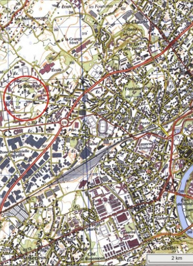 Carte de localisation. Carte topographique, IGN, 2000, dalle F087_042, échelle 1:25 000 réduite à 1:50 000. Scan 25, licence n° 2000/CUIN/9036. © Région Bourgogne-Franche-Comté, Inventaire du patrimoine Carte de localisation. Carte topographique, IGN, 2000, dalle F087_042, échelle 1:25 000 réduite à 1:50 000. Scan 25, licence n° 2000/CUIN/9036. © Région Bourgogne-Franche-Comté, Inventaire du patrimoine