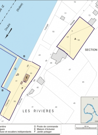 Plan-masse et de situation. Extrait du plan cadastral, 2006, section KL. © Région Bourgogne-Franche-Comté, Inventaire du patrimoine