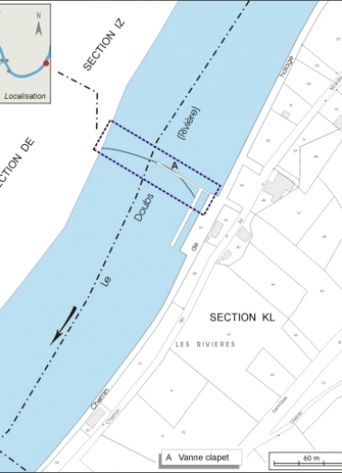 Plan-masse et de situation. Extrait du plan cadastral, 2006, section KL. © Région Bourgogne-Franche-Comté, Inventaire du patrimoine