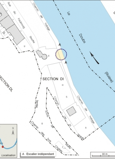 Plan-masse et de situation. Extrait du plan cadastral, 2006, section DI. © Région Bourgogne-Franche-Comté, Inventaire du patrimoine