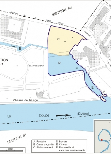 Plan-masse et de situation. Extrait du plan cadastral, 2006, section AR. © Région Bourgogne-Franche-Comté, Inventaire du patrimoine