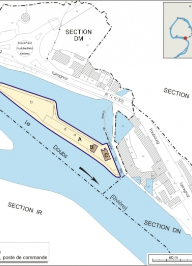 Plan-masse et de situation. Extrait du plan cadastral, 2006, section DM. © Région Bourgogne-Franche-Comté, Inventaire du patrimoine Plan-masse et de situation. Extrait du plan cadastral, 2006, section DM. © Région Bourgogne-Franche-Comté, Inventaire du patrimoine