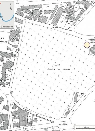 Plan de localisation. Extrait du plan cadastral, 1982, section CV. © Région Bourgogne-Franche-Comté, Inventaire du patrimoine