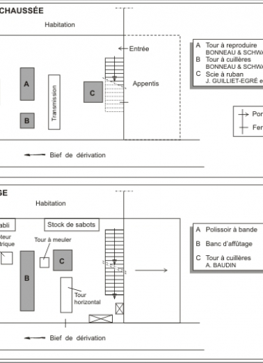 Plan de localisation des machines. © Région Bourgogne-Franche-Comté, Inventaire du patrimoine