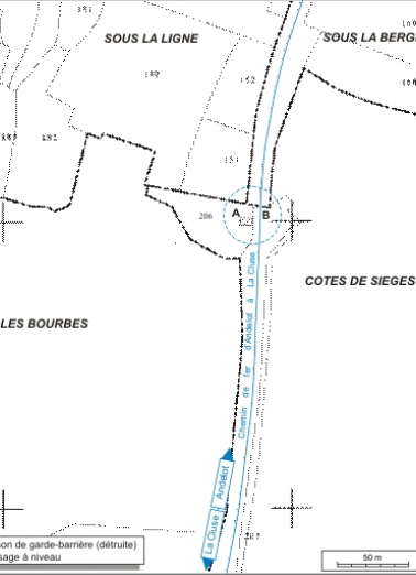 Plan-masse et de situation. Extrait du plan cadastral informatisé, 2006, section B, échelle 1:2000. © Région Bourgogne-Franche-Comté, Inventaire du patrimoine