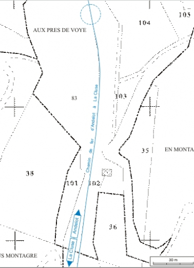 Plan-masse et de situation. Extrait du plan cadastral informatisé, 2006, section A, échelle 1:1000. © Région Bourgogne-Franche-Comté, Inventaire du patrimoine