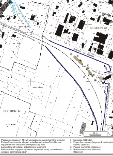 Plan-masse et de situation. Extrait du plan cadastral informatisé, 2006, sections AI et AL, échelle 1:3000. © Région Bourgogne-Franche-Comté, Inventaire du patrimoine