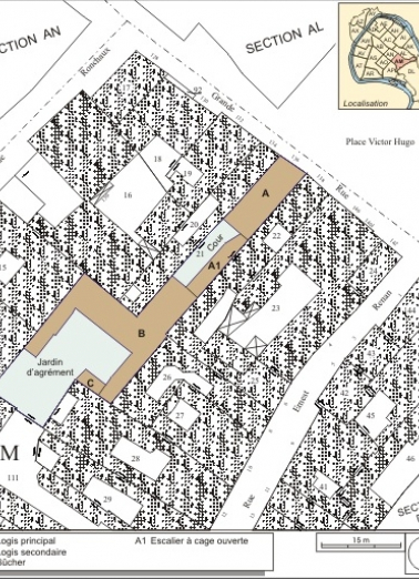 Plan masse et de situation. Extrait du plan cadastral, 1974, section AM. © Région Bourgogne-Franche-Comté, Inventaire du patrimoine