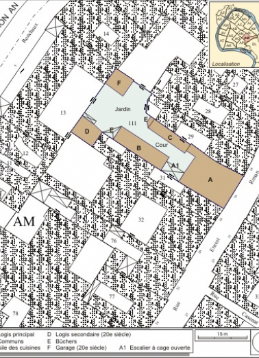 Plan masse et de situation. Extrait du plan cadastral, 1974, section AM. © Région Bourgogne-Franche-Comté, Inventaire du patrimoine