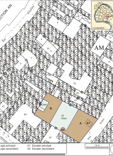 Plan masse et de situation. Extrait du plan cadastral, 1974, section AM. © Région Bourgogne-Franche-Comté, Inventaire du patrimoine