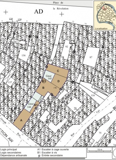 Plan masse et de situation. Extrait du plan cadastral, 1994, section AD. © Région Bourgogne-Franche-Comté, Inventaire du patrimoine