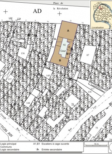 Plan masse et de situation. Extrait du plan cadastral, 1994, section AD. © Région Bourgogne-Franche-Comté, Inventaire du patrimoine