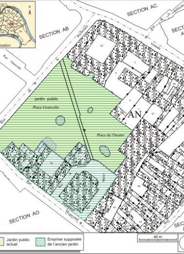 Plan masse et de situation. Extrait du plan cadastral, 1974, section AN. © Région Bourgogne-Franche-Comté, Inventaire du patrimoine