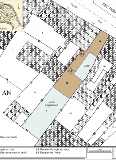 Plan masse et de situation. Extrait du plan cadastral, 1974, section AN. © Région Bourgogne-Franche-Comté, Inventaire du patrimoine