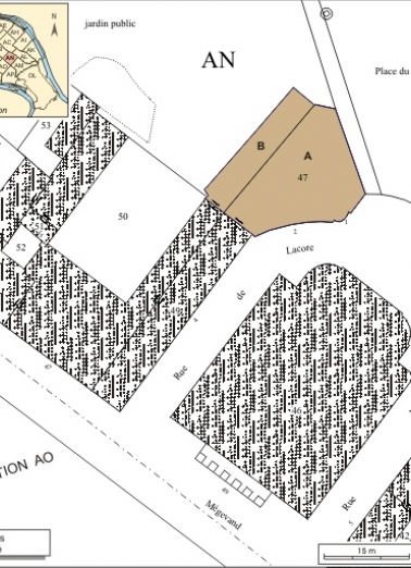 Plan masse et de situation. Extrait du plan cadastral, 1974, section AN. © Région Bourgogne-Franche-Comté, Inventaire du patrimoine