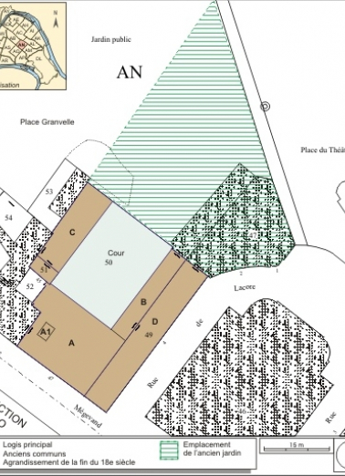Plan masse et de situation. Extrait du plan cadastral, 1974, section AN. © Région Bourgogne-Franche-Comté, Inventaire du patrimoine