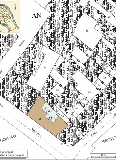 Plan masse et de situation. Extrait du plan cadastral, 1974, section AN. © Région Bourgogne-Franche-Comté, Inventaire du patrimoine