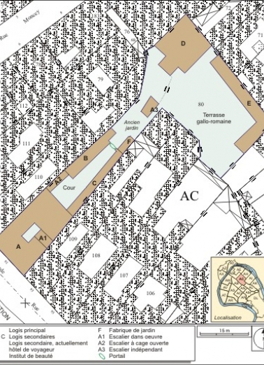Plan masse et de situation. Extrait du plan cadastral, 1974, section AC. © Région Bourgogne-Franche-Comté, Inventaire du patrimoine