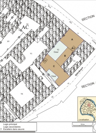 Plan masse et de situation. Extrait du plan cadastral, 1974, section AC. © Région Bourgogne-Franche-Comté, Inventaire du patrimoine