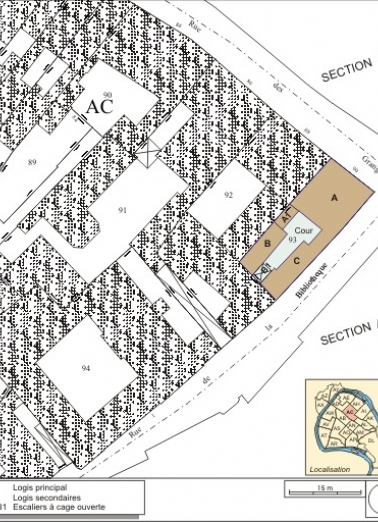 Plan masse et de situation. Extrait du plan cadastral, 1974, section AC. © Région Bourgogne-Franche-Comté, Inventaire du patrimoine