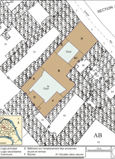 Plan masse et de situation. Extrait du plan cadastral, 1974, section AB. © Région Bourgogne-Franche-Comté, Inventaire du patrimoine