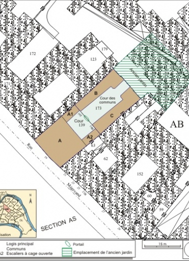 Plan masse et de situation. Extrait du plan cadastral, 1974, section AB. © Région Bourgogne-Franche-Comté, Inventaire du patrimoine