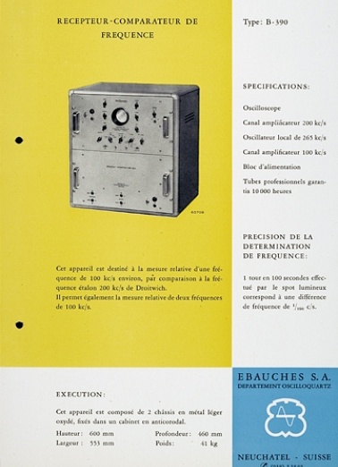 [Exemple d'appareil du département Oscilloquartz :] Récepteur-comparateur de fréquence type B-390, vers 1955. © Région Bourgogne-Franche-Comté, Inventaire du patrimoine