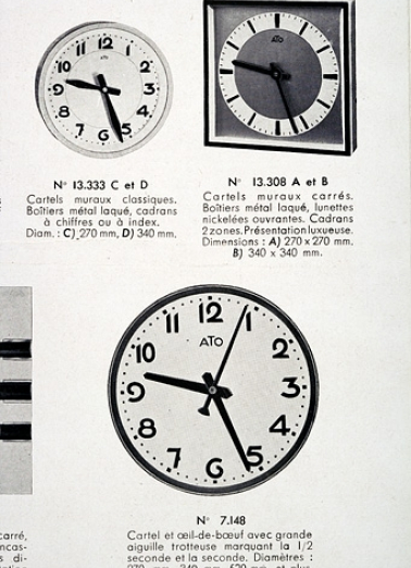 [Horloges réceptrices modèle 13.308, 13.333 et 7.148], vers 1960. © Région Bourgogne-Franche-Comté, Inventaire du patrimoine