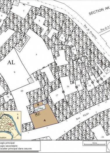 Plan masse et de situation. Extrait du plan cadastral, 1974, section AL. © Région Bourgogne-Franche-Comté, Inventaire du patrimoine