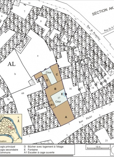 Plan masse et de situation. Extrait du plan cadastral, 1974, section AL. © Région Bourgogne-Franche-Comté, Inventaire du patrimoine