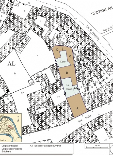 Plan masse et de situation. Extrait du plan cadastral, 1974, section AL. © Région Bourgogne-Franche-Comté, Inventaire du patrimoine