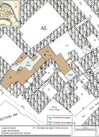 Plan masse et de situation. Extrait du plan cadastral, 1974, section AL. © Région Bourgogne-Franche-Comté, Inventaire du patrimoine