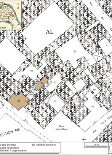 Plan masse et de situation. Extrait du plan cadastral, 1974, section AL. © Région Bourgogne-Franche-Comté, Inventaire du patrimoine