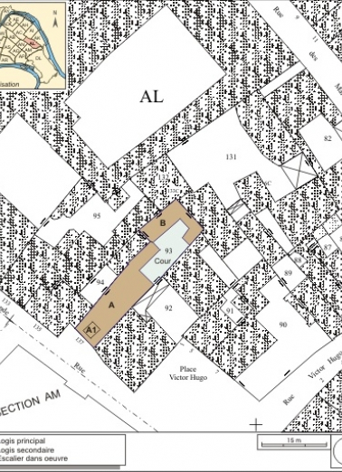 Plan masse et de situation. Extrait du plan cadastral, 1974, section AL. © Région Bourgogne-Franche-Comté, Inventaire du patrimoine
