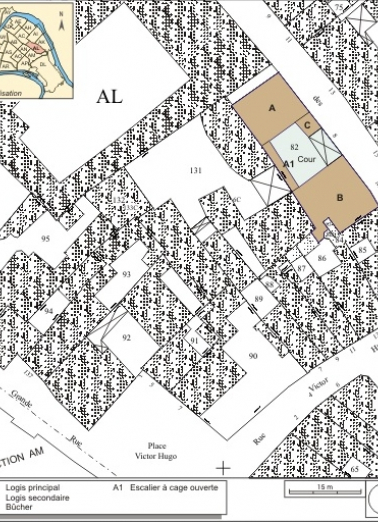 Plan masse et de situation. Extrait du plan cadastral, 1974, section AL. © Région Bourgogne-Franche-Comté, Inventaire du patrimoine