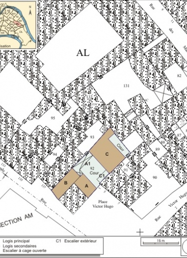 Plan masse et de situation. Extrait du plan cadastral, 1974, section AL. © Région Bourgogne-Franche-Comté, Inventaire du patrimoine