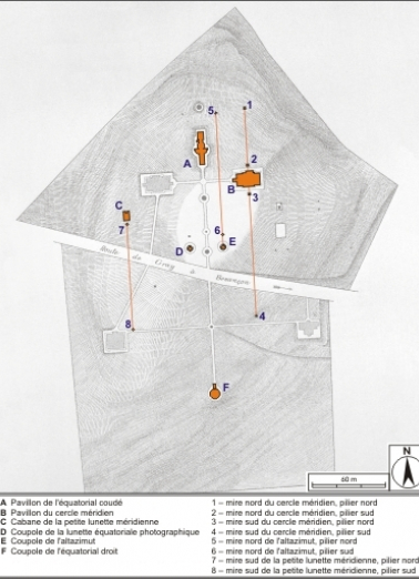 Plan de localisation des abris et des piliers en 1892. © Région Bourgogne-Franche-Comté, Inventaire du patrimoine