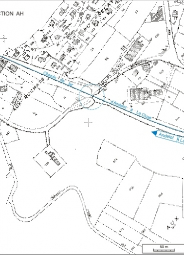 Plan-masse et de situation. Extrait du plan cadastral, 1980, section AP, échelle 1:2000 réduite à 1:3000. © Région Bourgogne-Franche-Comté, Inventaire du patrimoine
