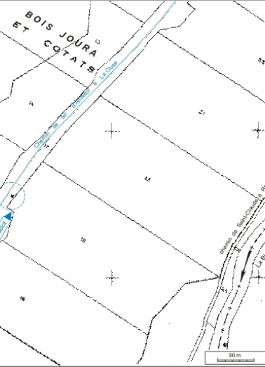 Plan-masse et de situation. Extrait du plan cadastral informatisé, 2006, section ZI, échelle 1:2000 réduite à 1:2500. © Région Bourgogne-Franche-Comté, Inventaire du patrimoine