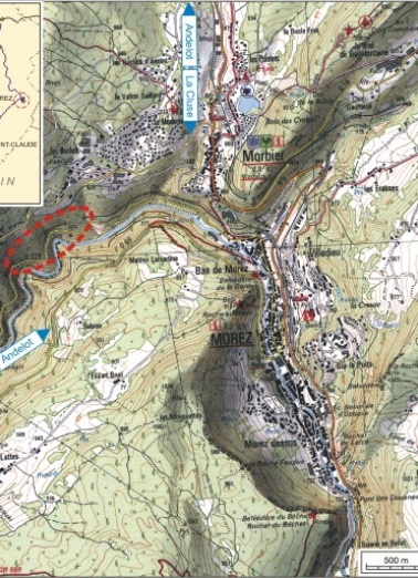 Carte et schéma de localisation. Carte topographique, IGN, 2000, dalles F087_050 et F088_050, échelle 1:25 000. Scan 25, licence n° 2008/CISE/2968. © Région Bourgogne-Franche-Comté, Inventaire du patrimoine
