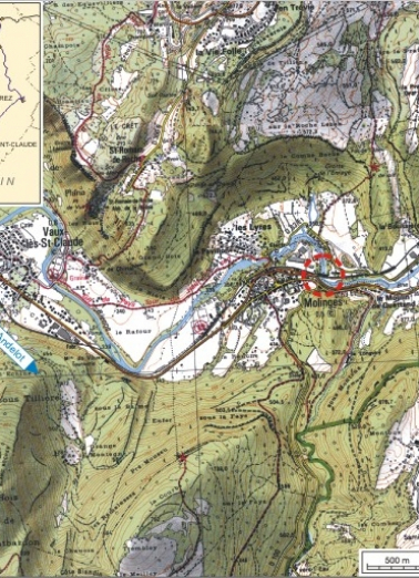 Carte et schéma de localisation. Carte topographique, IGN, 2000, dalle F086_052, échelle 1:25 000. Scan 25, licence n° 2008/CISE/2968. © Région Bourgogne-Franche-Comté, Inventaire du patrimoine