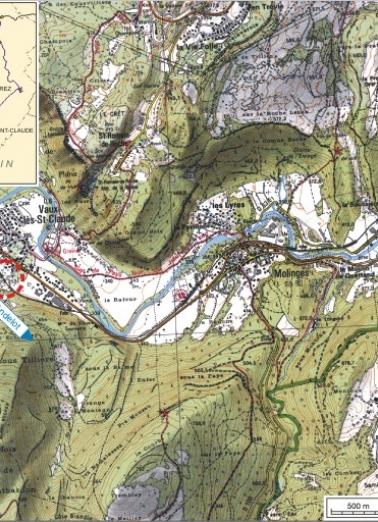 Carte et schéma de localisation. Carte topographique, IGN, 2000, dalle F086_052, échelle 1:25 000. Scan 25, licence n° 2008/CISE/2968. © Région Bourgogne-Franche-Comté, Inventaire du patrimoine