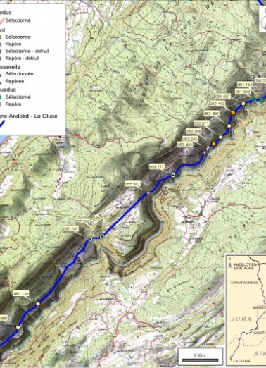 Carte et schéma de localisation des ouvrages : de Morez à Lézat. Carte topographique, IGN, 2000, dalles F087-050 et F088-050, échelle 1:48 000. Scan 25, licence n° 2008/CISE/2968. © Région Bourgogne-Franche-Comté, Inventaire du patrimoine Carte et schéma de localisation des ouvrages : de Morez à Lézat. Carte topographique, IGN, 2000, dalles F087-050 et F088-050, échelle 1:48 000. Scan 25, licence n° 2008/CISE/2968. © Région Bourgogne-Franche-Comté, Inventaire du patrimoine