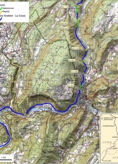 Carte et schéma de localisation des tunnels : de Valfin-lès-Saint-Claude à Chassal. Carte topographique, IGN, 2000, dalles F086-051, F086-052, F087-051 et F087-052, échelle 1:48 000. Scan 25, licence n° 2008/CISE/2968. © Région Bourgogne-Franche-Comté, Inventaire du patrimoine