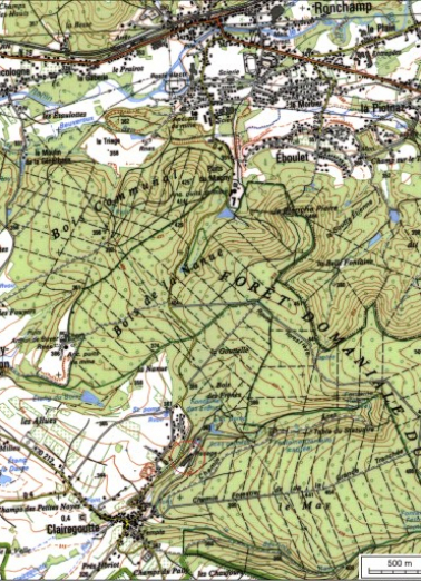 Carte de localisation. Carte topographique au 1:25000, I.G.N., Ballon d'Alsace, 3520 ET. SCAN 25 © IGN - 2008, Licence n°2008CISE29-68. © Région Bourgogne-Franche-Comté, Inventaire du patrimoine