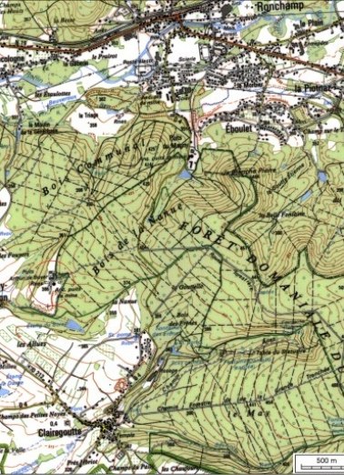 Carte de localisation. Carte topographique au 1:25000, I.G.N., Ballon d'Alsace, 3520 ET. SCAN 25 © IGN - 2008, Licence n°2008CISE29-68. © Région Bourgogne-Franche-Comté, Inventaire du patrimoine Carte de localisation. Carte topographique au 1:25000, I.G.N., Ballon d'Alsace, 3520 ET. SCAN 25 © IGN - 2008, Licence n°2008CISE29-68. © Région Bourgogne-Franche-Comté, Inventaire du patrimoine