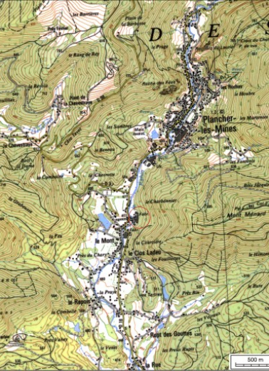 Carte de localisation. Carte topographique au 1:25000, I.G.N., Ballon d'Alsace, 3520 ET. SCAN 25 © IGN - 2008, Licence n°2008CISE29-68. © Région Bourgogne-Franche-Comté, Inventaire du patrimoine