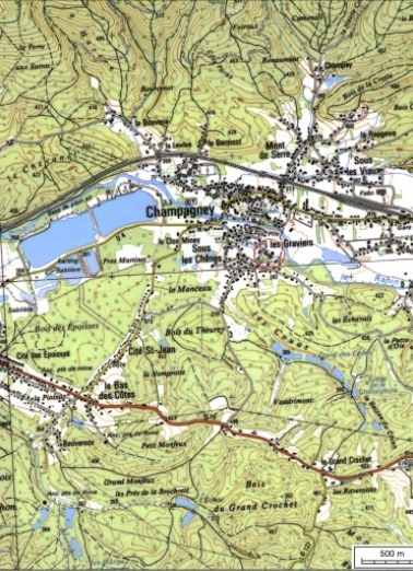 Carte de localisation. Carte topographique au 1:25000, I.G.N., Ballon d'Alsace, 3520 ET. SCAN 25 © IGN - 2008, Licence n°2008CISE29-68. © Région Bourgogne-Franche-Comté, Inventaire du patrimoine